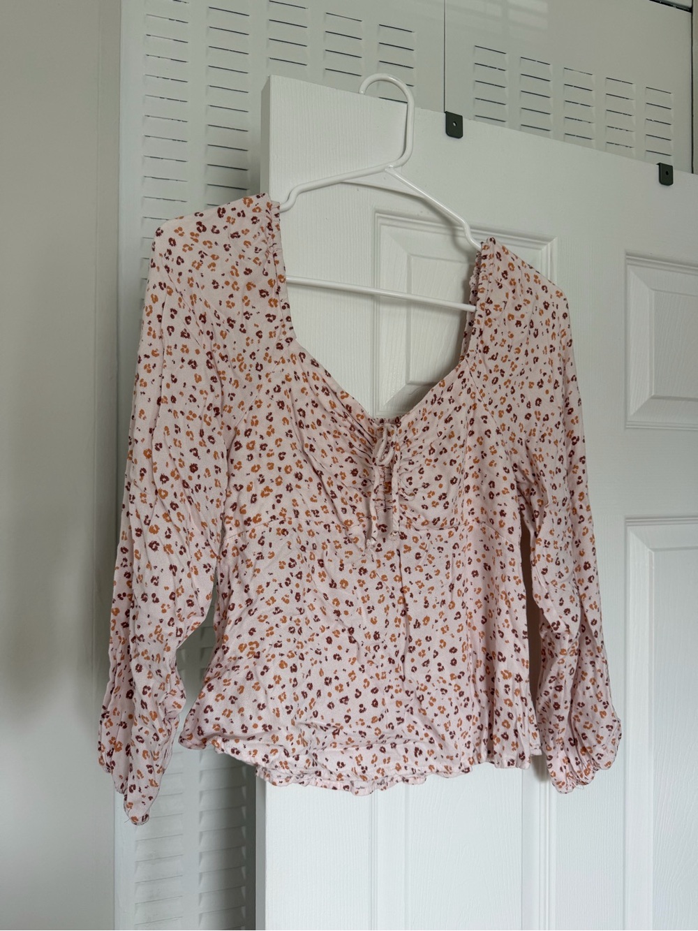 URBAN Romantics Blush and Brown Animal Print Tie-Front Blouse